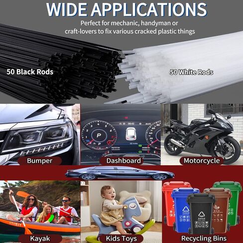 Plastic Welder - 110V-100W Plastic Welding Kit With 140Plastic Rods, 3 Tips, 3 Wire Mesh, 2 Sandpaper, 1 Aluminum Foil Tape, 1 Stand, 1 Metal Brush, 1 Screwdriver for Bumper Kayak Repair in Saudi Arabia