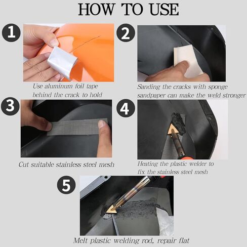 Plastic Welder - 110V-100W Plastic Welding Kit With 140Plastic Rods, 3 Tips, 3 Wire Mesh, 2 Sandpaper, 1 Aluminum Foil Tape, 1 Stand, 1 Metal Brush, 1 Screwdriver for Bumper Kayak Repair in Saudi Arabia