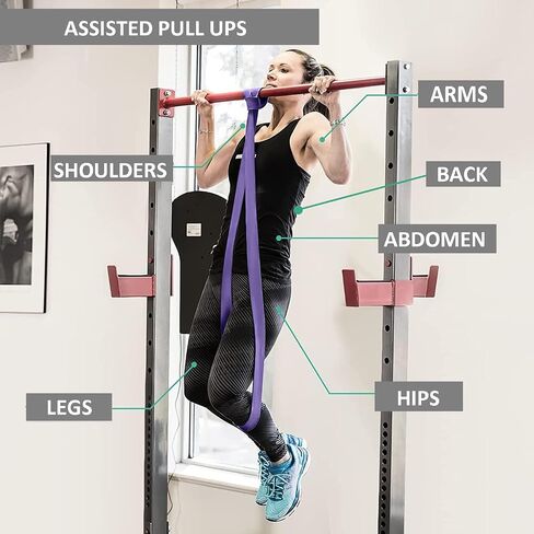 Rieko Pull Up Assistance Bands Set of 5, Heavy Duty Workout Resistance Bands, Exercise Assist Fitness Bands for Working Out, Pull Up Bands for Body Stretching and Muscle Training with Carry Bag in Saudi Arabia