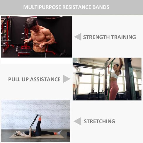 Rieko Pull Up Assistance Bands Set of 5, Heavy Duty Workout Resistance Bands, Exercise Assist Fitness Bands for Working Out, Pull Up Bands for Body Stretching and Muscle Training with Carry Bag in Saudi Arabia