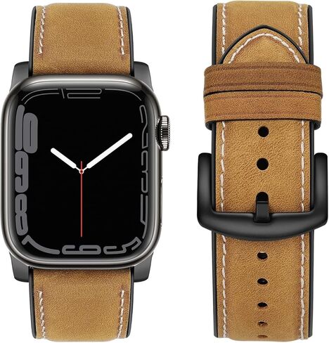 Tasikar Compatible with Apple Watch Band 49mm 45mm 44mm 42mm 41mm 40mm 38mm, Genuine Leather Silicone Replacement Strap Compatible for iWatch Ultra SE Series 9 8 7 6 5 4 3 2 1 in Saudi Arabia