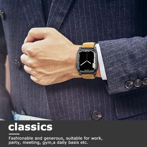 Tasikar Compatible with Apple Watch Band 49mm 45mm 44mm 42mm 41mm 40mm 38mm, Genuine Leather Silicone Replacement Strap Compatible for iWatch Ultra SE Series 9 8 7 6 5 4 3 2 1 in Saudi Arabia