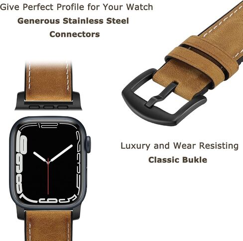 Tasikar Compatible with Apple Watch Band 49mm 45mm 44mm 42mm 41mm 40mm 38mm, Genuine Leather Silicone Replacement Strap Compatible for iWatch Ultra SE Series 9 8 7 6 5 4 3 2 1 in Saudi Arabia