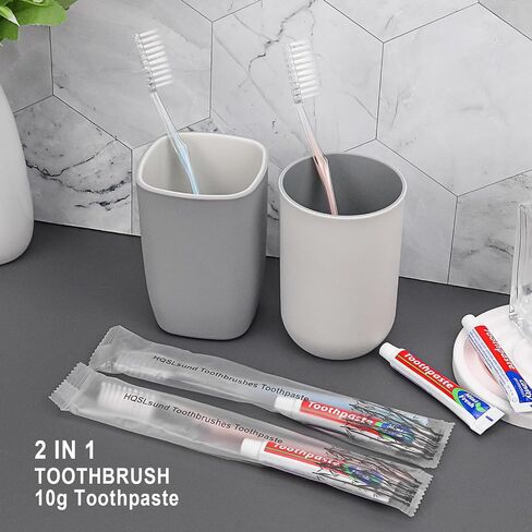 100 pcs Disposable Toothbrushes with Toothpaste Individually Wrapped, 2 Color Toothbrushes and Toothpaste 10g, Bulk Toothbrushes Toothpaste for Homeless,Airbnb,Hotel,Guest in Saudi Arabia