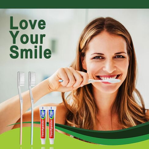 100 pcs Disposable Toothbrushes with Toothpaste Individually Wrapped, 2 Color Toothbrushes and Toothpaste 10g, Bulk Toothbrushes Toothpaste for Homeless,Airbnb,Hotel,Guest in Saudi Arabia