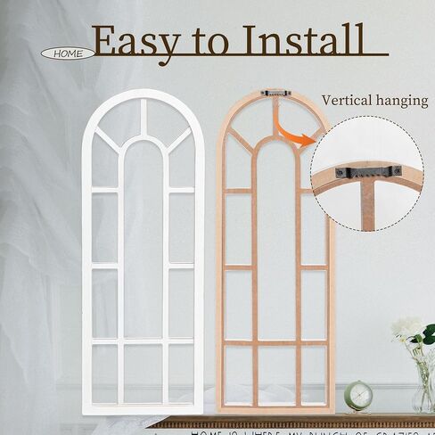 HPC DECOR Rustic Window Frame Wall Decor Set of 2-Vintage Country Wall Hanging Decor,Modern Farmhouse Window Wall Decor-Arch Wall Decor for Home,Bedroom,Living Room,Kitchen Decor,Wall Decoration.White in Saudi Arabia