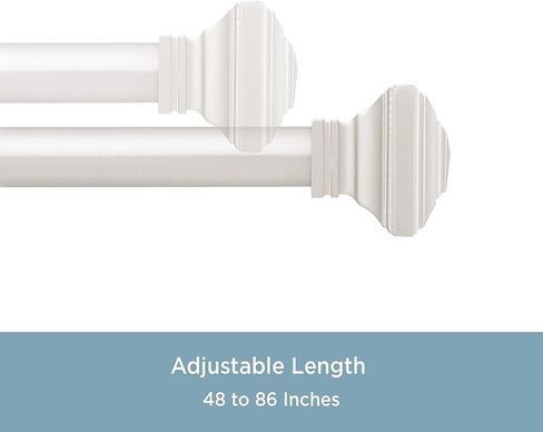 قضيب ستارة نافذة مزخرف قياسي من Kenney AZ71879 Ciara Square End، طول قابل للتعديل 48-86 بوصة، لمسة نهائية من النيكل المصقول، أنبوب فولاذي بقطر 5/8 بوصة in Kuwait