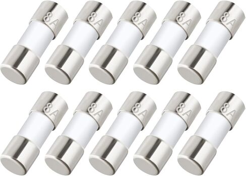 5 * 20MM 8A Fast Acting Ceramic Fuse Universal Travel Adapter Replacement Fuses (Pack of 10 Pcs) (8A) in Saudi Arabia