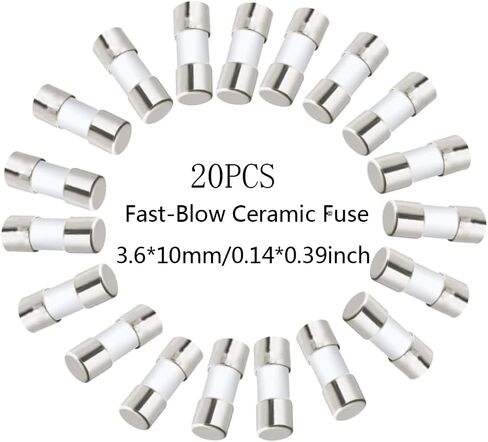 5A، F5A، 5A Fuse، F5A Fuse، 5A250V، F5A250V، 5A Mini Fuse، F5A 250V Fuse، Fast-Blow Mini Ceramic Fuse 3.6 * 10mm (0.14 * 0.39in) (20 قطعة) in Saudi Arabia
