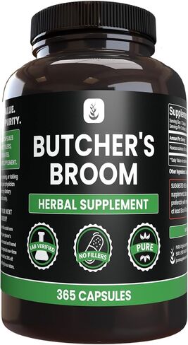 Pure Original Ingredients Butcher's Broom (365 Capsules), No Magnesium or Rice Fillers, Always Pure, Lab Verified in Saudi Arabia