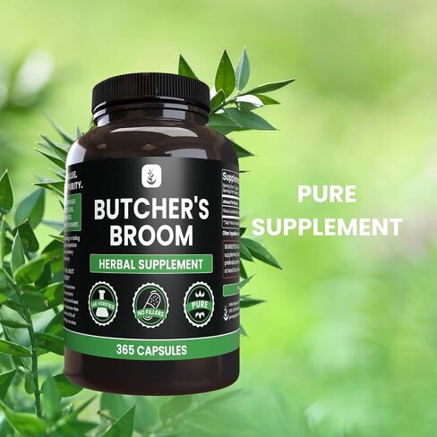Pure Original Ingredients Butcher's Broom (365 Capsules), No Magnesium or Rice Fillers, Always Pure, Lab Verified in Saudi Arabia