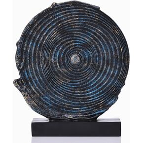 Wood color round irregular line statue, unique home sculpture for cabinet above coffee table entryway table top TV stand dining table center home decor.