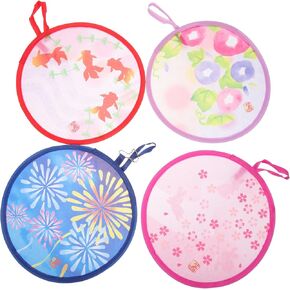 HOMSFOU 4pcs Collapsible Handheld Fans Foldable Dance Fan Folding Hand Held Round Fans Hand Fans for Women Foldable Compact Cooling Fans Classic Slow Rebound Memory Steel Wire Japan Child