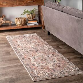 nuLOOM Harriet Vintage Medallion Fringe Area Rug - 2x6 Runner Rug Traditional Light Brown/Ivory Rugs for Living Room Bedroom Dining Room Entryway Hallway Kitchen