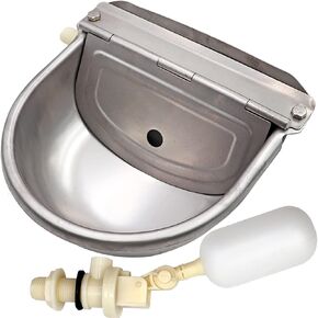 Automatic Cow Waterer Bowl with Float Valve Stainless Steel Cattle Water Bowl for Horse Goat Sheep Cattle Pet Dog Watering Trough
