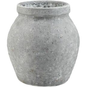 Serene Spaces Living Antique Ashen Ball Cement Vase, Grey Concrete Floral Vase, Home, Office Decor, Table Centerpiece for Vintage Wedding, Anniversary, Birthday, Holiday, 7.5" Diameter & 7" Tall