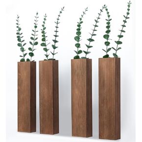 Modern Wall Decor Wood Vase - Farmhouse Wall Decor Set of 4, for Room, Kitchen, Bathroom, Office, Living Room, Bedroom Decor