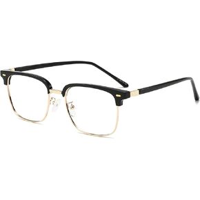 ANRRI Blue Light Glasses for men Vintage Half Frame UV 400 Protection Clear Lens Anti Eyestrain Computer Gaming Glasses