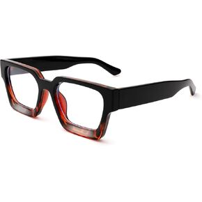Braylenz Square Thick Frame Blue Light Glasses for Men Women Fashion Clear Computer Eyeglasses