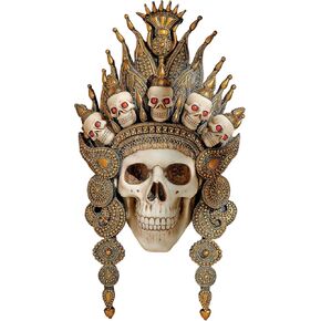 Design Toscano Balinese Deity of The Afterlife Skull Mask Wall Sculpture, 2 Foot, Faux Bone and Bronze Finish