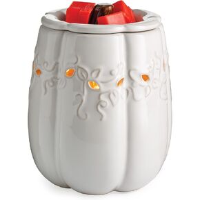 CANDLE WARMERS ETC. Illumination Fragrance Warmer- Light-Up Warmer for Warming Scented Candle Wax Melts and Tarts or to Freshen Room, White Pumpkin