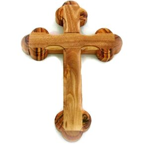HolyRoses Olive Wood 14 Stations Budded Wall Cross 5.5" 14 cm. Home or Office Decor, Perfect for Christenings, Communion, and Special Occasions - Handcrafted in Bethlehem Holyland Craftsmanship in Kuwait