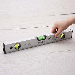 Oumefar Magnetic Spirit Level Tool, 16inch Aluminum Alloy Instrument Level Tool 45-Degree Spirit Level Torpedo Level for Decoration Home Furnishings Double Scale Magnetic Torpedo Level and Ruler