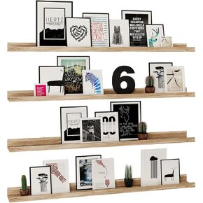 IBUYKE Picture Ledge Shelf,Wood Floating Shelves Set of 4,36 Inches Wall Mounted Bookshelves for Kitchen, Bedroom, Bathroom, White RF-GB536W-4