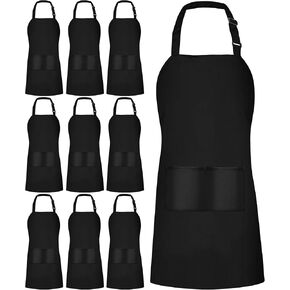 Utopia Kitchen 10 Pack Bib Apron Adjustable with 2 Pockets, Water and Oil Resistant, Cooking Kitchen Chef Apron for Women Men