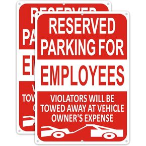 Reserved Parking For Employees Sign - 2 Pack, Unauthorized Vehicles Towed Sign, 14 x 10 inch, Reflective Aluminum, UV Durable Ink Printing, Rust&Fade Resistance, Easy to install
