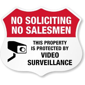SmartSign No Soliciting Sticker for Door/Windows, Pack of 5, Property Protected by Video Surveillance | 3M Reflective Labels, Peef-off Decals, 2.75"x3.25"