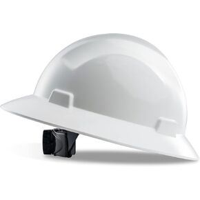 PACIFIC PPE Full Brim Hard Hat, OSHA Construction Work Approved, HDPE Safety Helmet with 4 Point Adjustable Ratchet Suspension, Class E, G & C, Black