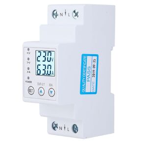 Voltage Protector Kwh Meter Energy Meter Air Circuit Breaker Single Phase Din Rail KWH Energy Meter Voltage Current Power Display Protection Auto-Recovery (80A)
