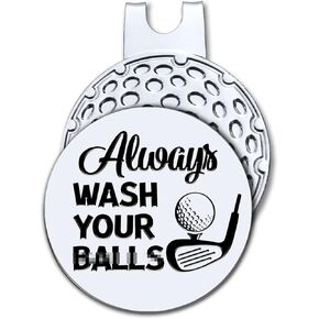 Always Wash Your Golf Ball Marker with Magnetic Hat Clip, Funny Golf Accessories and Golf Gifts for Men Women Dad Mom Grandpa, Birthday for Golfer Golf Lovers Golf Fan