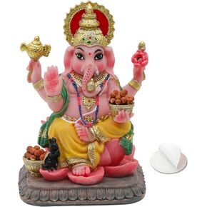 alikiki Indian God Lord Ganesha Statue - 4.1"H Multicolor Hindu idol Ganesh for Car Dashboard Decor India Murit Home Office Mandir Temple Altar Pooja Item Diwali Puja Gifts