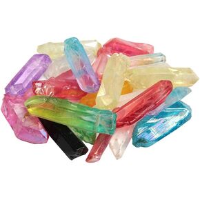 100g Titanium Rainbow Aura Lemurian Quartz Crystal Point Healing