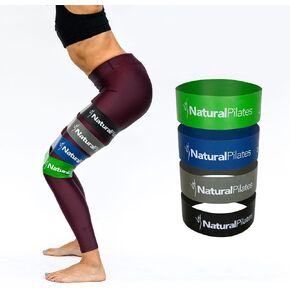 Natural Pilates 4-Level Booty Bands for working out, Elastic Glute Bands for butt, Resistance Bands for legs and butt workout, Exercise Butt Bands Set with Carry Bag, Glute bands for women