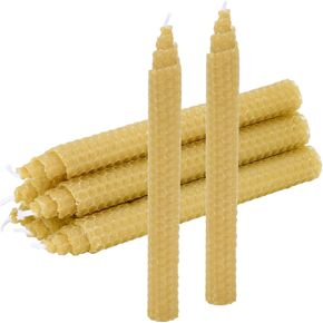DEYBBY Hand-Rolled Beeswax Taper Candles,Pure Natural Handmade Cone Top Candles for Romantic Decoration and Valentine's Day Gifts Set of 6（Red）