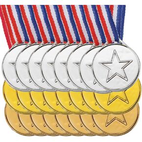 PATIKIL 1.5" Mini Gold Silver Bronze Award Medals, 24 Pack Plastic Winner Medals 1st/2nd/3rd Place Prizes with Ribbon for Games Sports Competitions Party