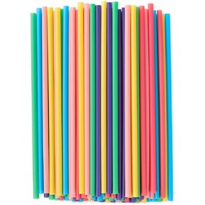 [100 Pcs] Biodegradable Compostable Disposable Colorful Straws - PLA Plant Based Drinking Straws for Juice Coffee Cocktail Cold Drinks (8.25" LongX0.23" Wide)