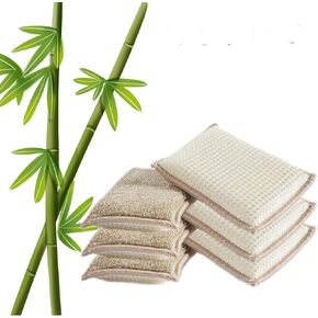 Natural Bamboo Sponges Kitchen Cleaning Sponges Dish Sponges Reusable Dish Washing Sponges Super Absorbent 10 Packs