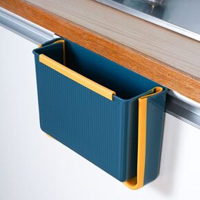 Hanging Kitchen Trash Can, Kitchen Trash Can Foldable, 3L Collapsible Hanging Small Garbage for Cabinet/Car/Bedroom/Bathroom(Blue)