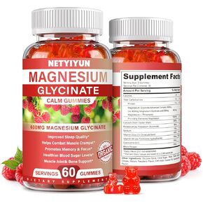 Magnesium Glycinate Gummies - 600 mg - Magnesium Supplement to Support Relaxation, Stress Relief - Chewable Magnesium Gummies for Adults