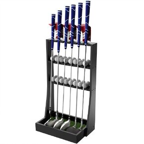 Golf Club Holder, Golf Putter Stand with 36 Balls Tray Storage & 6 Clubs & 3 Golf Head Covers, Golf Club Stand Display Rack for Home Indoor Outdoor Office, Golf Club Organizer for Club Simulator