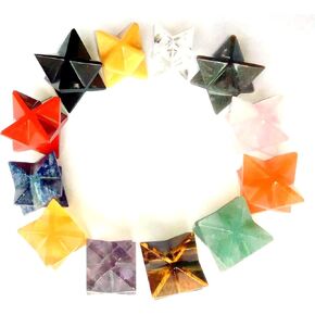 Beautiful Lot of (7) Seven Gemstones Merkaba Stars Healing Crystal Reiki Metaphysical Powerful Psychic Energy Meditation Chakra Balancer Feng Shui Handcrafted Men Women