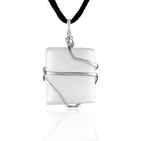 Raw Selenite Crystal Healing Necklace - for Crown Chakra | Balances Energy and Stabilizes Emotions. Aids Judgment, Conscious Understanding and Insight. Assists Energetic Healing | with Stylish Chain