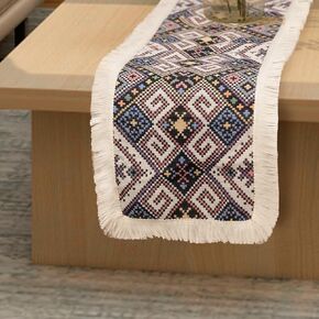 Boho Table Runner, 71 inches Long Thick Cotton Linen Woven Table Runners with Fringe for Dining Table and Dresser, Bohemian Style Farmhouse Home Decor (Black, 12x71 inches)