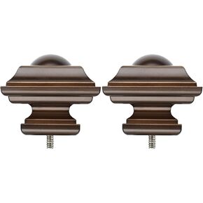 KAMANINA Square Replacement Finials for 1 and 7/8 Inch Bronze Curtain rods, M6 Screw Rod Finials, Set of 2