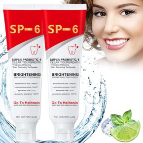 Sp-6 Ultra Whitening Toothpaste, Deep Cleaning Care Sp 6 Toothpaste, Probiotic Brightening Toothpaste Fresh Breath, Promotes Healthy Teeth and Gums(4.2 Oz x 2)