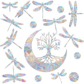 45 Pieces Window Clings for Birds - Anti-Collision Window Decals - Prismatic Non Adhesive Vinyl Rainbow Window Stickers to Save Birds from Window Strikes, JD-SHUQT-45